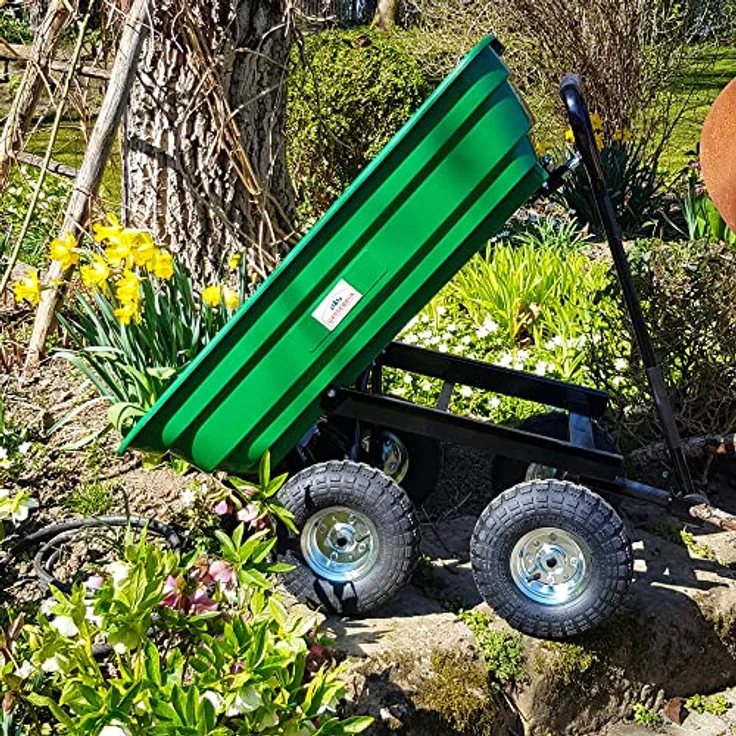 Gardebruk Gartenkarre 300 kg Kunststoff Kippfunktion Lenkachse Transportwagen Bollerwagen Muldenkipper Kippwagen – Bild 2