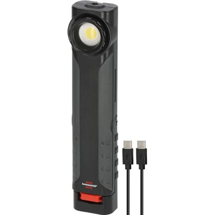 Brennenstuhl Akku LED Handlampe HL 600 AD/Dynamo, Werkstattlampe mit USB C Kabel, 600+180lm, IP54, IK08, bis zu 15h Leuchtdauer, integrierter Haken und Magnete – Bild 2