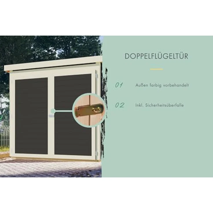 CHILLROI® Karibu Fahrradgarage aus nordischer Fichte für 4 Fahrräder – Wetterfest, 4,6 m² Grundfläche, inkl. Halterungen & Aufbauzubehör – Terragraue-Optik – Bild 5