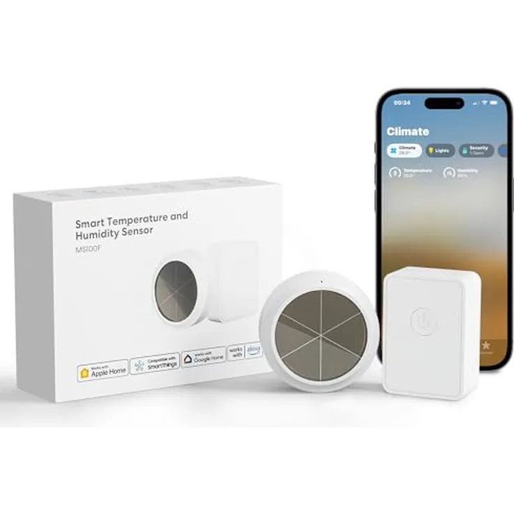 Meross Smart Temperatur-/Feuchtesensor Starter Kit mit Hub, Thermometer & Hygrometer, präzise Messungen, kompatibel mit Apple HomeKit, Amazon Alexa, Google Assistant, Weiß