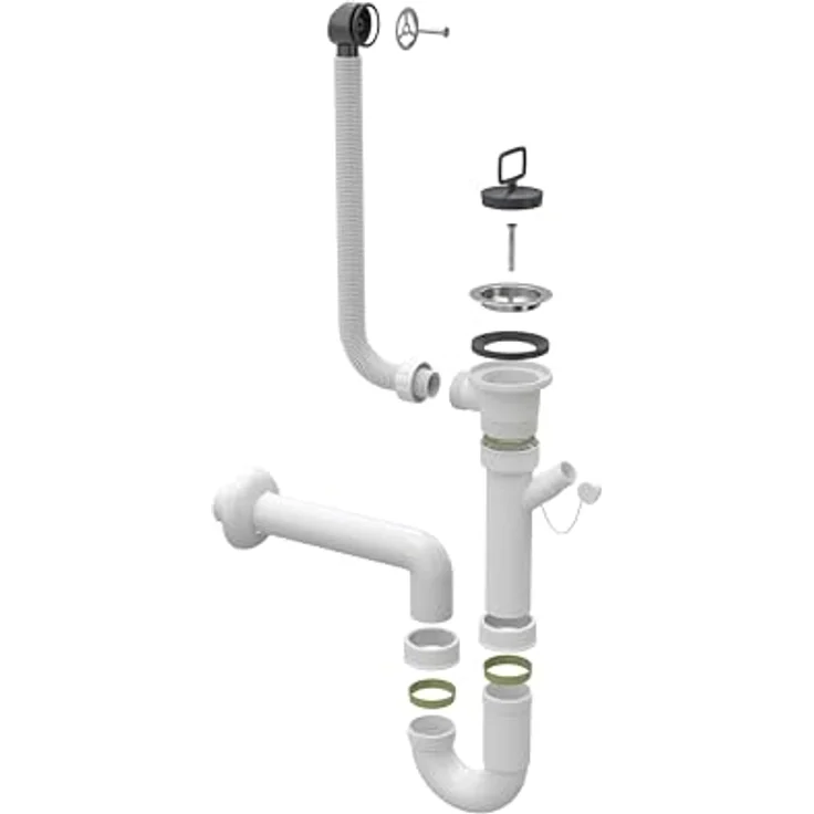 Granitan Kunststoffspüle LOMA - Ausgussbecken Waschtrog mit Siphon - Wandmontage 42x34x24 cm, Waschbecken Set, verschiedene Farben verfügbar - Preisvergleich – Bild 5