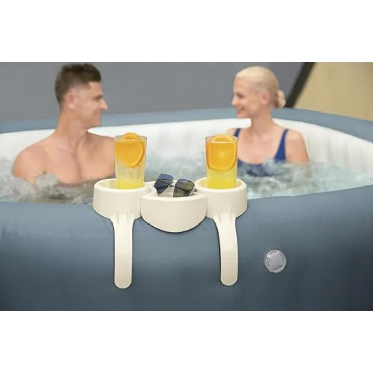 BESTWAY LAY-Z-SPA Poolabdeckungen & Zubehör, weiß Getränkehalter Snackhalter Getränke Snacks Pool – Bild 2