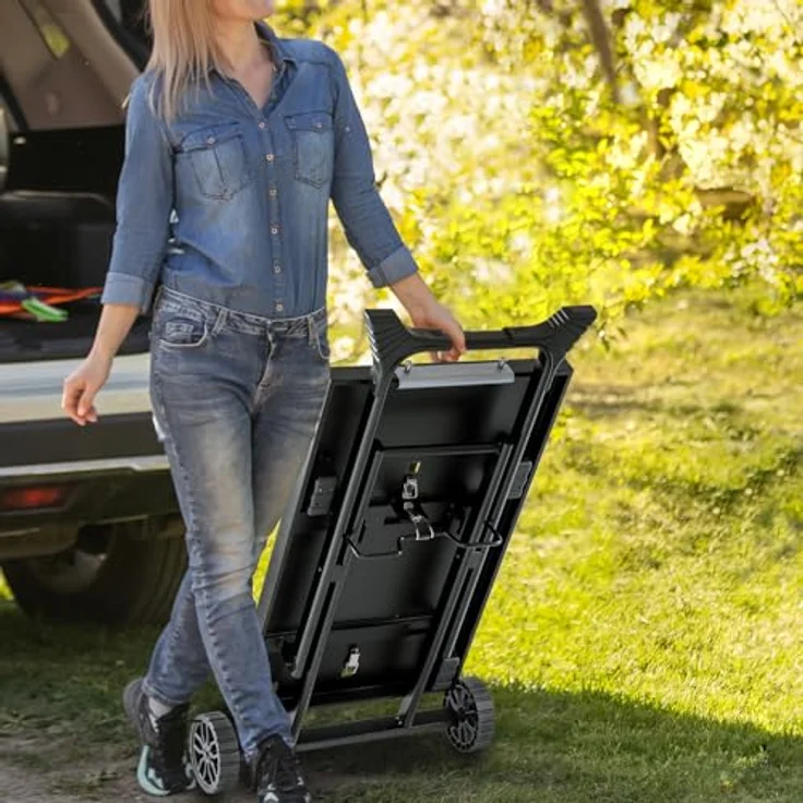 Royal Gourmet Grilltisch Klappbar Grillwagen für Gasgrill, Outdoor Grillständer für Tischgrill, Faltbarer Rollwagen mit Haken, Klapptisch zum Gasgrill GT2005-G Schwarz – Bild 7