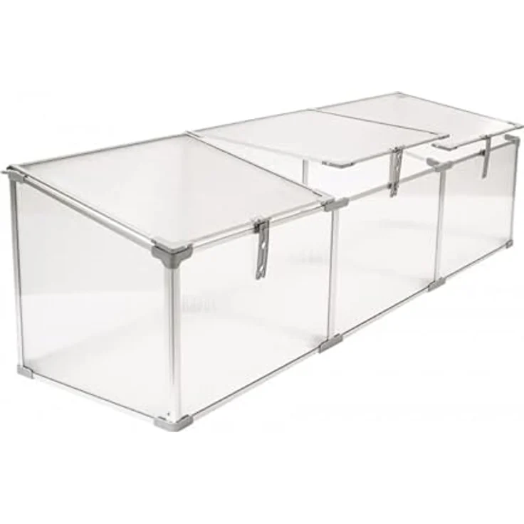 Grindi Frühbeet Mini Gewächshaus aus Aluminium für den Garten Balkon polycarbonat 4 mm, 180X51X51cm arretierbares Dreifachdach nutzbar als Treibhaus Tomatenhaus Frühbeetkasten Magnolia III, freistehendes Gartengewächshaus in Silber – Bild 1