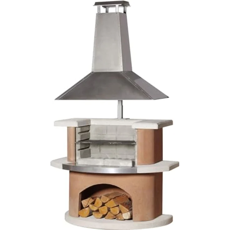 Buschbeck Holzkohlegrillkamin Kampen, weiß/terra, 65 x 110 x 210 cm – Bild 2