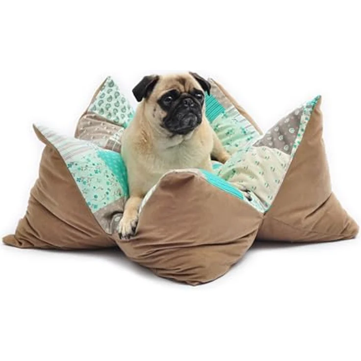 Aumüller Sternenkissen Patchwork Grün - 85 cm - Liegekissen für Hunde und Katzen – Bild 4