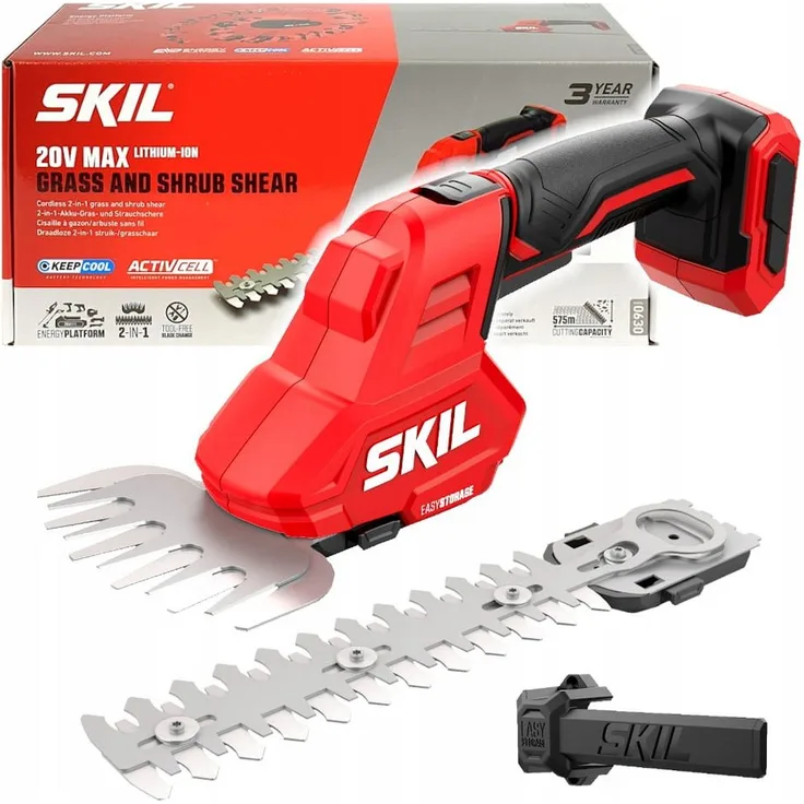 SKIL Akku-Heckenschere 20V 0630 CE Akku-Gras- und Strauchschere mit Lithium-Ionen-Technologie, Grün