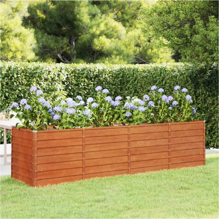 vidaXL Hochbeet aus Cortenstahl, Rostig, 320 x 80 x 77 cm, Wetterfester Stahl, Robust & Langlebig – Bild 1