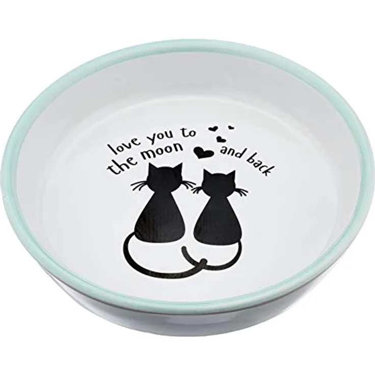 Karlie Napf Keramik, handbemalt 200 ml ø: 16 cm Motiv Katze & Mond, blau