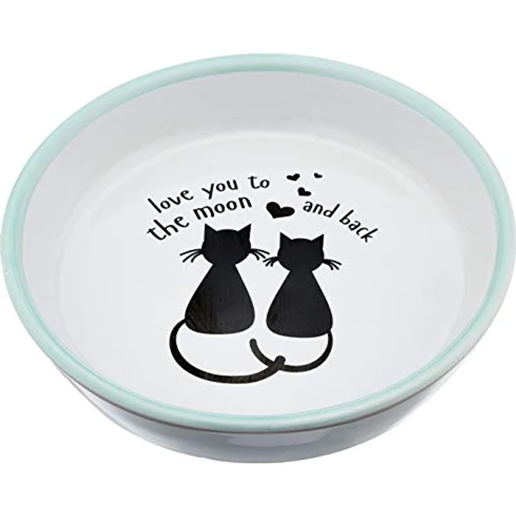 Karlie Napf Keramik, handbemalt 200 ml ø: 16 cm Motiv Katze & Mond, blau – Bild 1