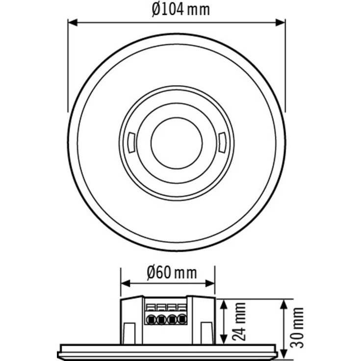 ESYLUX EP10428746 Decken-Präsenzmelder, Design-Bewegungsmelder mit 8 m Reichweite, schwarz, Unterputz und Deckeneinbau