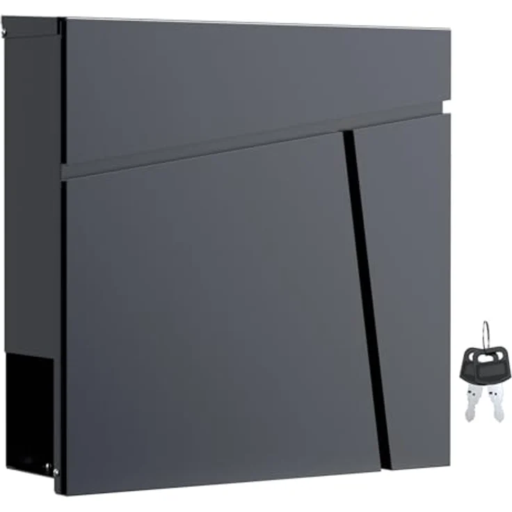 Moderner Design Briefkasten V23 Anthrazit Wandbriefkasten pulverbeschichtet Zeitungsrolle – Bild 2