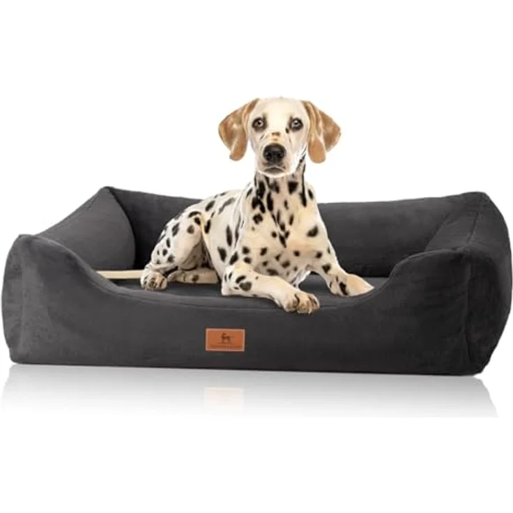 Knuffelwuff orthopädisches Hundebett Schnuffelupagus, 85 x 63 cm, Schwarz, mit abnehmbarem, waschbarem Bezug, für große, mittelgroße und kleine Hunde, rutschfest – Bild 1