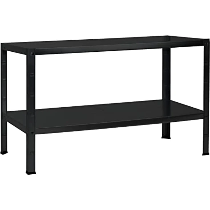 SCHULTE Regalwelt Steckregal mit 2 PowerMAX Fachböden, 65 kg Tragkraft, 43x100x35 cm (HxBxT), schwarz-Struktur, Lagerregal, Werkstattregal, Kellerregal, Garagenregal, Metallregal – Bild 1