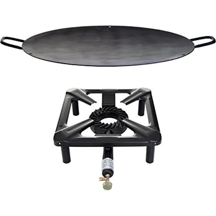 Hockerkocher-Set (groß) mit Eisen-Wok/Grillschale Ø 50 cm - ohne Zündsicherung