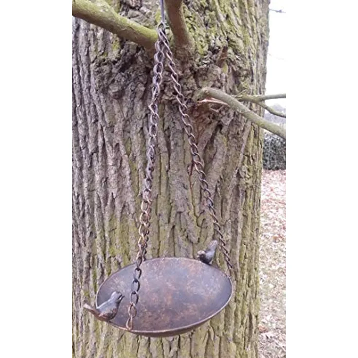 Deko-Impression Vogeltränke Vogelbad Vogelfutterstelle zum Hängen Eisen bronzefarben