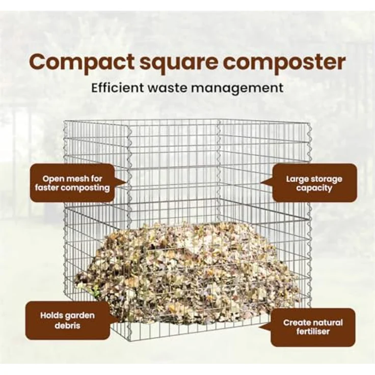 vidaXL Komposter Gartenkomposter 100x100x50 cm aus verzinktem Stahl, quadratisch, silber, für außen – Bild 6