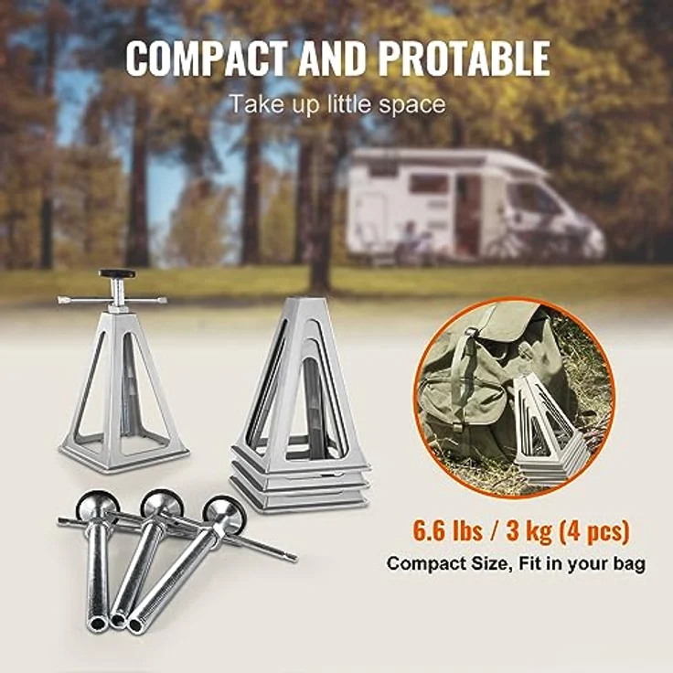 VEVOR 4-teilige Aluminium Stapel-Wagenheber, Rangierwagenheber 2,72 t Tragkraft, Höhenverstellbar 280–435 mm, ideal für Wohnmobile und Anhänger – Bild 6