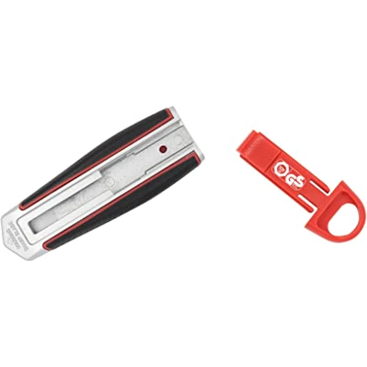WEDO 78830 Safety-Cutter Long Blade, Cuttermesser mit SK5-Carbonstahl Sicherheitsklinge, ausfahrbar bis 40 mm, schwarz/rot, für Links- und Rechtshänder – Bild 3