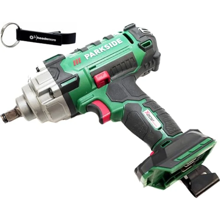 HEADNMORE® Bundle - PARKSIDE® 20V Akku Schlagschrauber PASSK 20 im Transportkoffer + Schlüsselanhänger, kraftvoller Schlagschrauber mit max. 400 Nm Drehmoment, inkl. 4 Steckschlüssel, LED-Arbeitsleuchte, Akku kompatibel mit PARKSIDE X 20 V Team, Aluminium Schlüsselanhänger (ohne Akku) – Bild 1