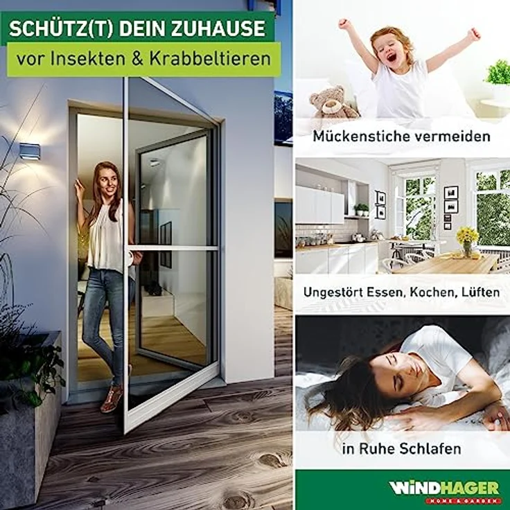 Windhager Insektenschutz Basic Rahmentür, Spannrahmen-Tür, Fliegengitter Tür, Selbstbausatz 100 x 210cm, weiß, 04506 – Bild 2