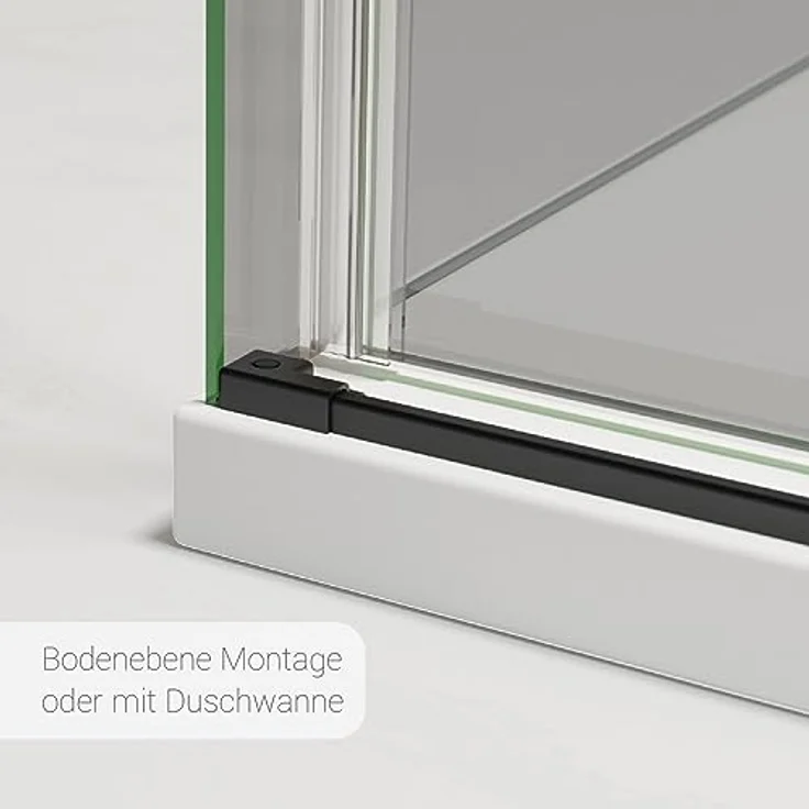 Bernstein Eckdusche NT806 FLEX, Schiebetür mit 8mm ESG-Sicherheitsglas, Graues Glas, Schwarz Matt, 90cm Seitenwand, Türanschlag wahlweise links oder rechts – Bild 6