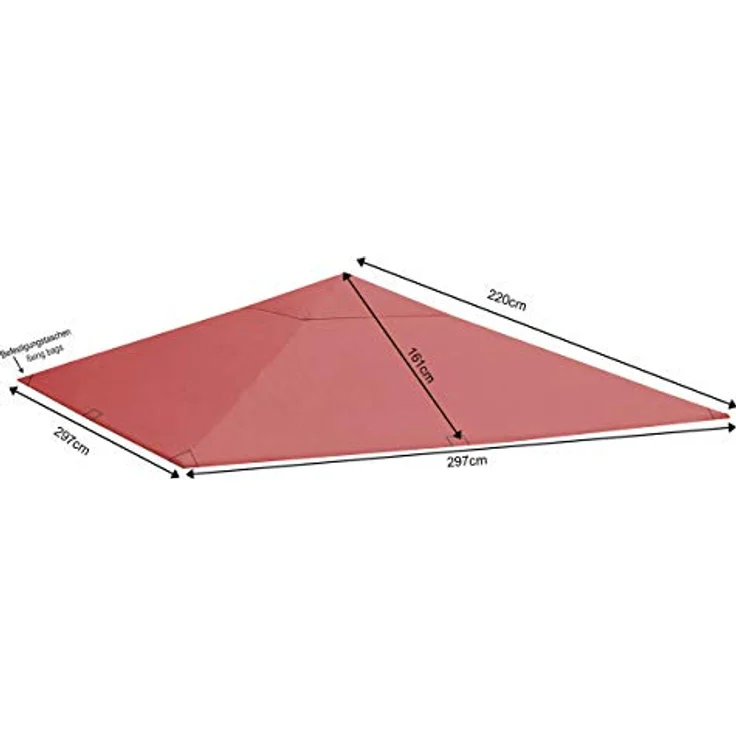 Quick Star Pavillon-Ersatzdach 3x3m, Rotorange RAL 2001, wasserabweisend, mit Lüftungsschlitzen, 180 g/m² – Bild 2
