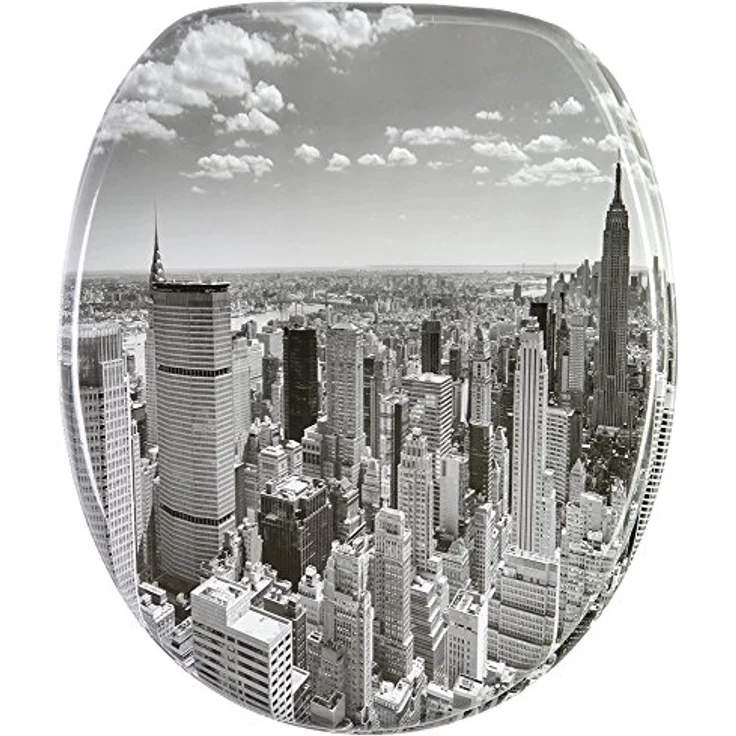 Sanilo WC Sitz Skyline New York, Toilettendeckel mit Absenkautomatik aus stabilem Holz, antibakterieller Oberfläche, passend für alle WC-Becken – Bild 2