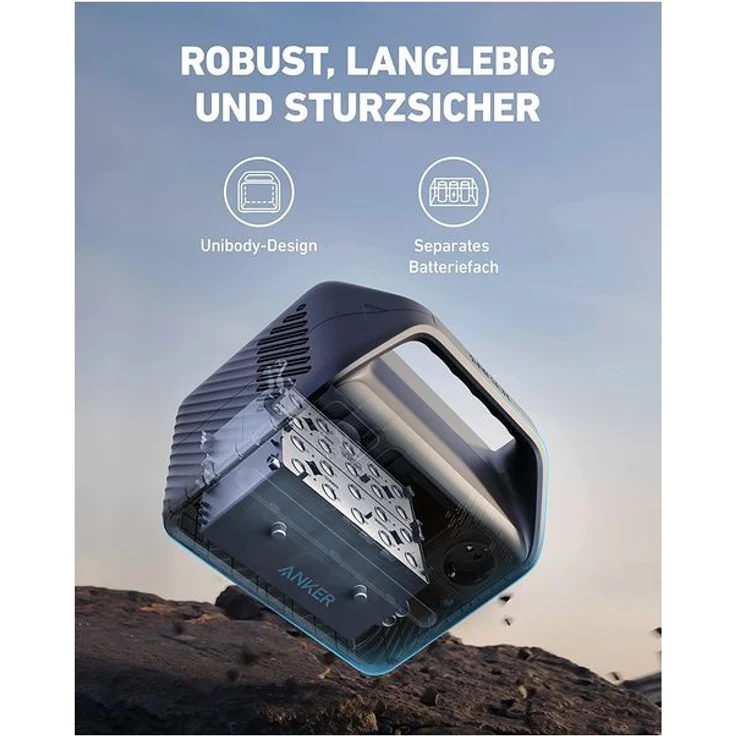 Anker 521 PowerHouse Zellkapazität 256 Wh, 200 W, 5 Anschlüsse, sturzsicheres Design – Bild 4