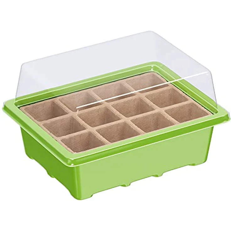 12 x WELLGRO Mini Gewächshaus inkl. Pflanzschilder - für bis zu 12 Pflanzen - ca. 19 x 14,5 x 11cm je Zimmergewächshaus mit Pflanzeinsatz – Bild 3