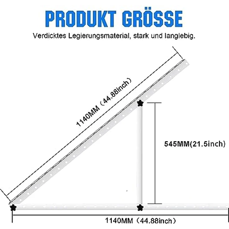 Rhein Beleuchtung Solarmodul Halterung, 114cm 2 Paar Solarpanel Halterung, Winkel Einstellbar 0-90°, für 100W-500W Solarpanel – Bild 2