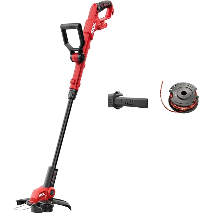Skil Akku-Rasentrimmer 0241CA, Bürstenlos, 30 cm Arbeitsbreite, automatischer Fadenvorschub, verstellbarer Teleskopstiel