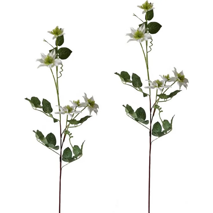 "NTK-Collection Kunstblume Clematis Weiß 2er Set 78 cm, Naturgetreu gearbeitete Kunstpflanze, Höhe 78 cm"