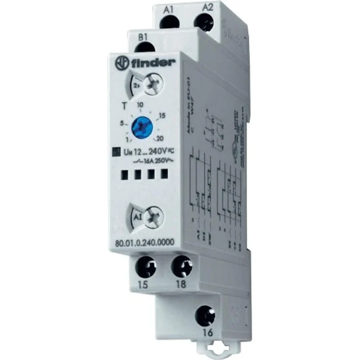 Finder Serie 80 Multispannungs-Timer, einphasig, 240 V/Gleichstrom, Zeitbereich 0.1s - 20h, 1 Wechsler – Bild 4