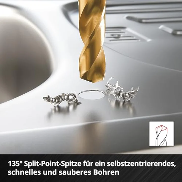 Einhell HSS-G Titan Metallbohrer-Set, 6-teilig mit 135° Split Point Spitze und Aufbewahrungskassette, für Stahl und Aluminium – Bild 4