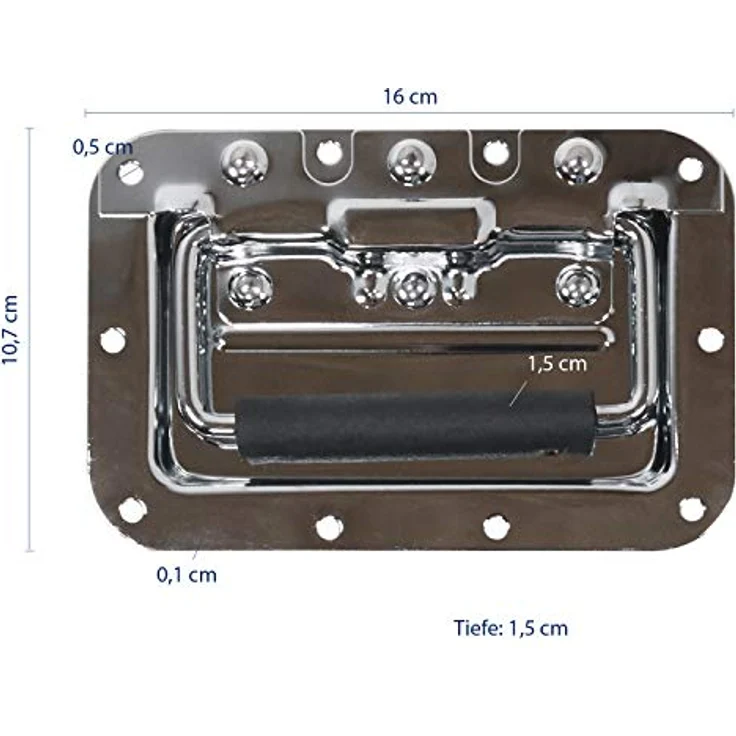 HMF 14992-09 Klappgriff 2er Set, gefedert mit Einbauschale, robust, 16 x 10,7 cm, Silber – Bild 2