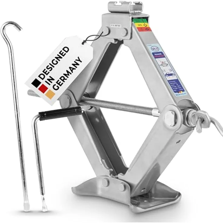alca® X-Power 2t Scherenwagenheber für SUV & 4x4, höhenverstellbar 115–415 mm, stabil bis -50 °C, drehbarer Sattel, große Auflagefläche, Stahl, silber