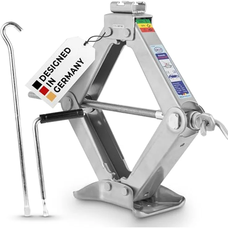 alca® X-Power 2t Scherenwagenheber für SUV & 4x4, höhenverstellbar 115–415 mm, stabil bis -50 °C, drehbarer Sattel, große Auflagefläche, Stahl, silber – Bild 1