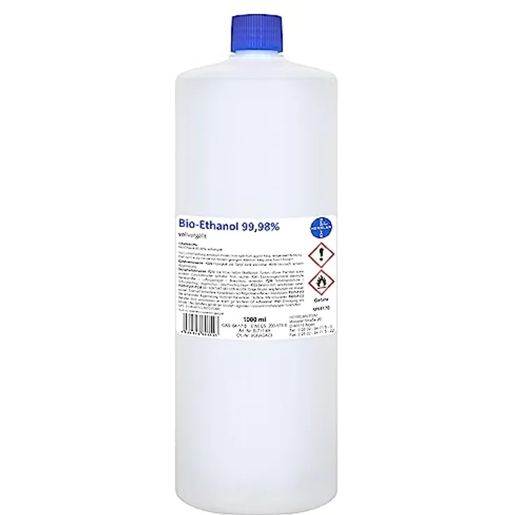 Kamin-Ethanol 99,98% Alkohol-Gehalt, wasserfrei I 1000 ml I Bioethanol I HERRLAN-Qualität I Made in Germany