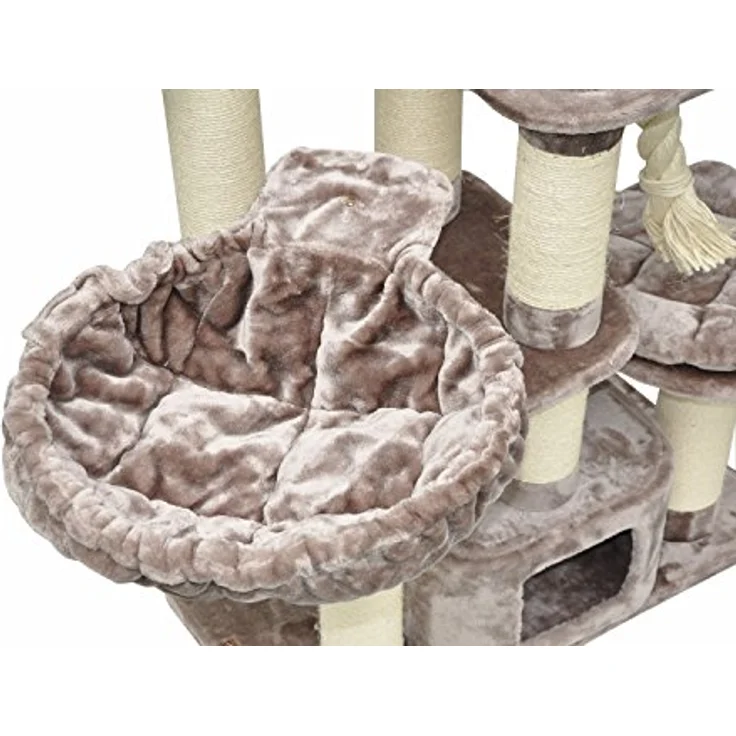 nanook Kratzbaum Memphis XXL - hochwertiger 600 gr. Plüsch - für schwere große Katzen - 158 x 85 x 49 cm - grau braun - 51 kg – Bild 4