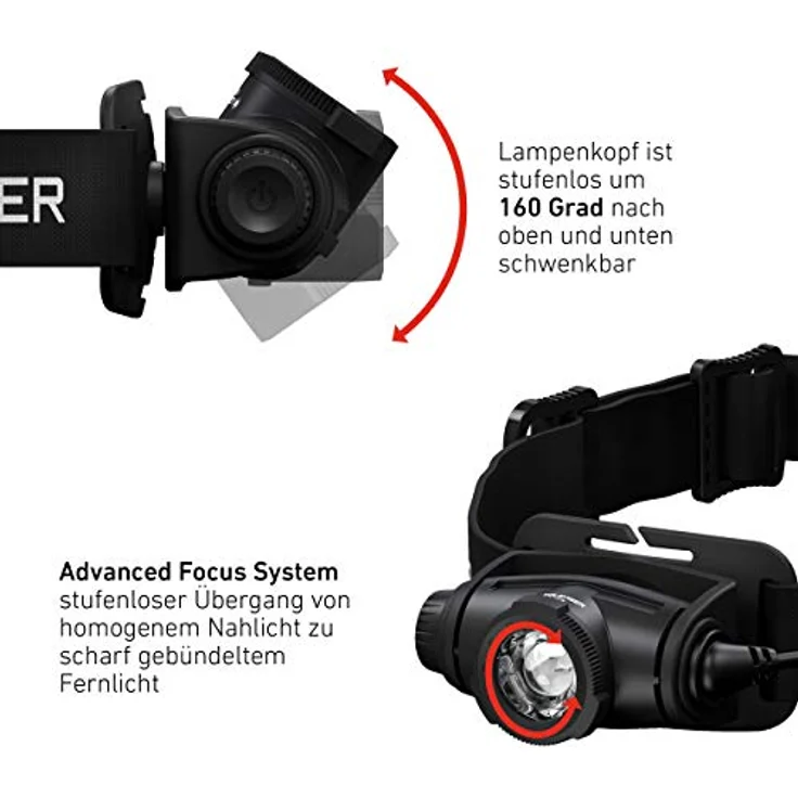 Ledlenser H5R Core, Stirnlampe mit 500 lm, wetterfest, stufenlos dimmbar, Batteriestatusanzeige – Bild 4