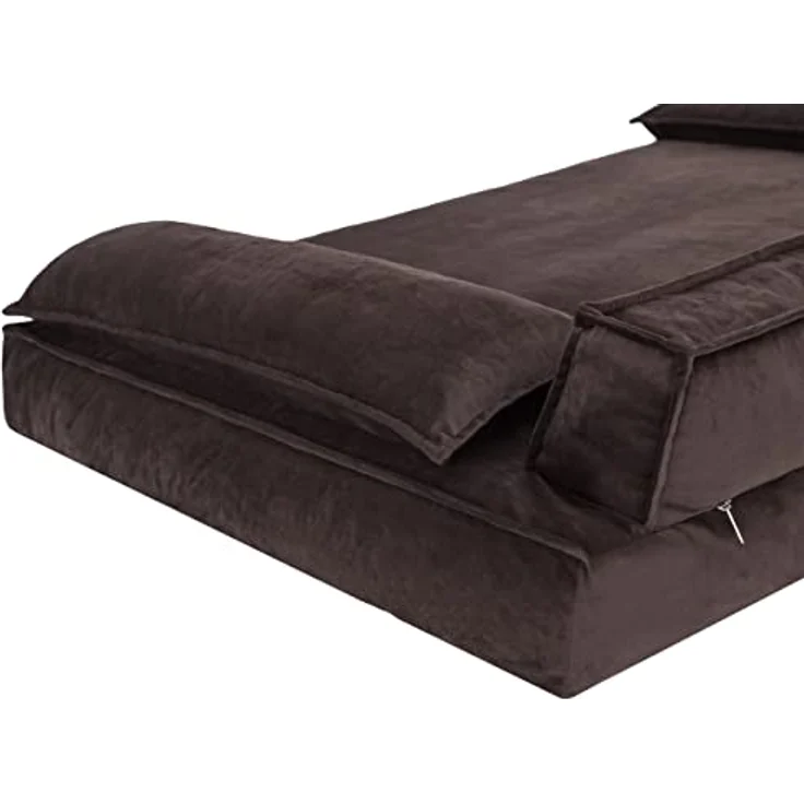 DOGGY Hundebett Haustierbett Hundeliegen Hundecouch Liegen Hundekissen Bett Sofa Hundekorb Tierbett Hundesofa Matratze Schlafplãtze, Braun, 120 x 77 cm - Bezug mit Reißverschluss, OEKO-TEX-zertifizierte Materialien und erhöhte Rückseite zum Schutz vor Schmutz – Bild 3