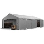 TOOLPORT Lagerzelt 5x10 m Industriezelt Unterstand PVC Plane 750 N grau mit Bodenrahmen und Dachverstärkung
