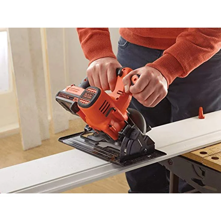 Black+Decker Akku-Kreissäge (18 V, 1,5 Ah,  140 mm, bis zu 43 mm Schnitttiefe einstellbar, gummierter Griff, elektrische Bremse, inklusive Ladegerät) BDCCS18 – Bild 6