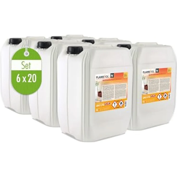 Höfer Chemie 6x 20 L FLAMBIOL® Bioethanol 96,6% Premium für Ethanolkamin in Kanistern, Brennstoffe – Bild 1