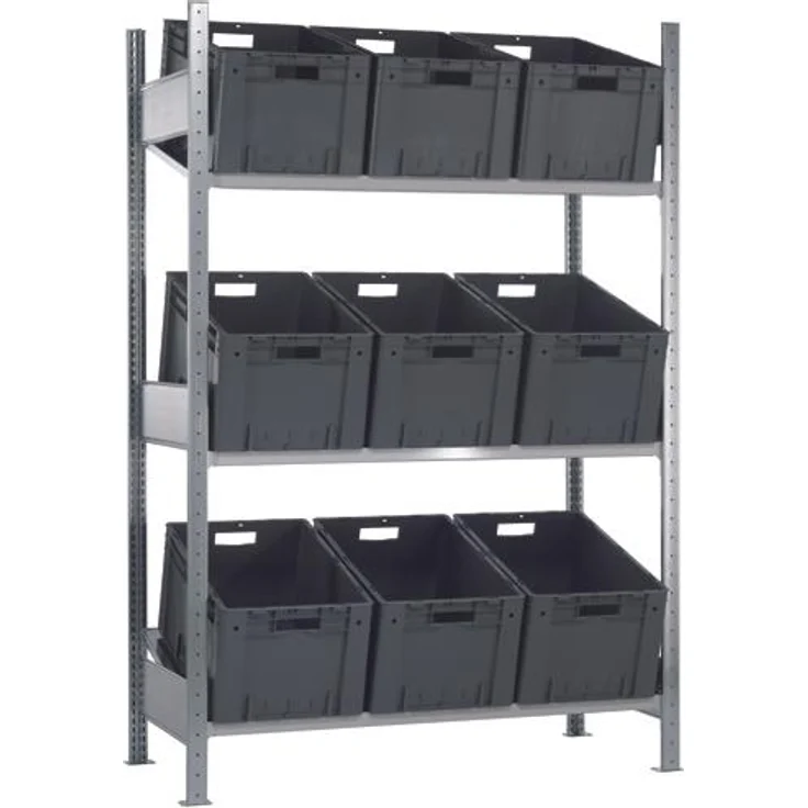 Schulte Lagertechnik MULTIplus150, Kellerregal mit Schrägböden, Tragkraft 150 kg pro Fachboden, verzinktes Metall