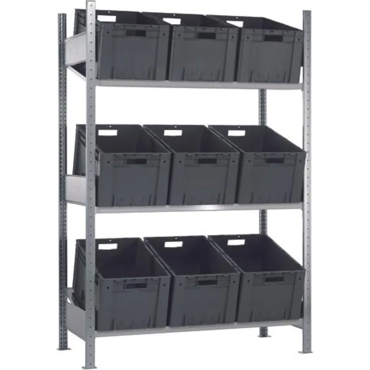 Schulte Lagertechnik MULTIplus150, Kellerregal mit Schrägböden, Tragkraft 150 kg pro Fachboden, verzinktes Metall
