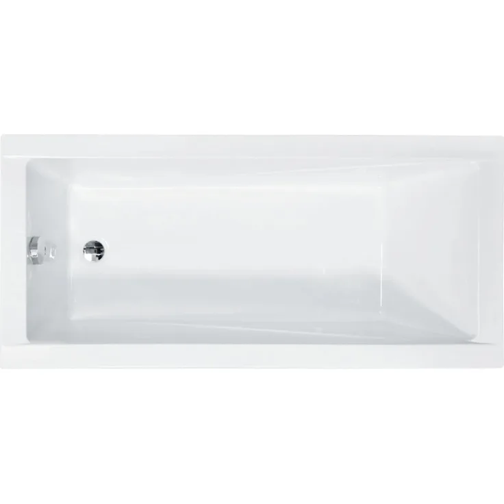 Bad Land Rechteck Badewanne MODERN 140x70, Weiß, inkl. Wannenträger, Bambus Badewannenablage, Kopfstütze KODI, Automatischer Siphon