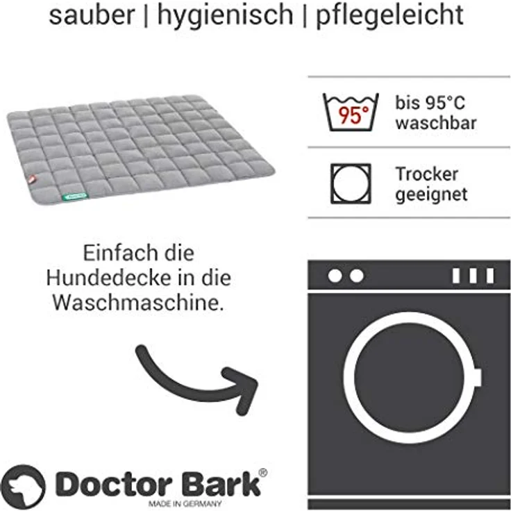 Doctor Bark Hundedecke - weiche, hochwertige Hundematte für größere Hunde, robuste Indoor - Outdoor Liegedecke, waschbar bis 95°C (Gr. L, Hellgrau) – Bild 5