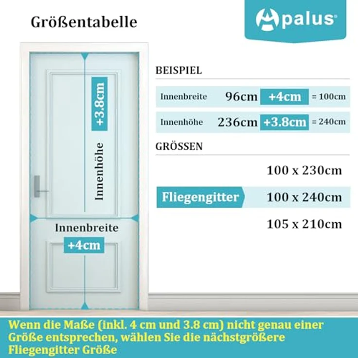 Apalus VP Fliegengitter Tür, Magnet Insektenschutz Balkontür 100x240 cm, Langlebiges VP Material, Katzenkrallen Sicher, Stärkere Magneten, 3.8 cm Breites Klettband – Bild 3